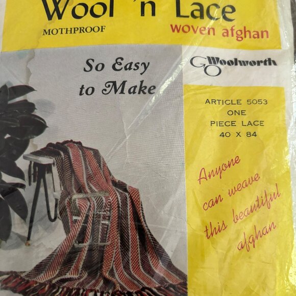 Vintage Wool 'n Lace Woven Afghan Kit NEW Assemble w/o Knitting or Crochet NOS - Picture 2 of 3